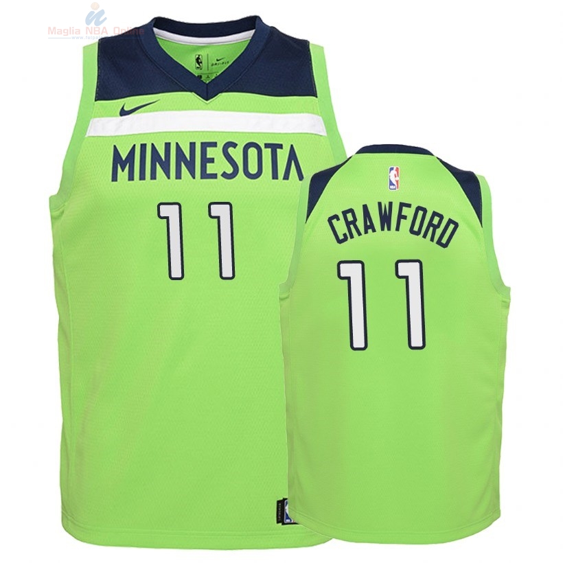 Acquista Maglia NBA Bambino Minnesota Timberwolves #11 Jamal Crawford Verde Statement 2018