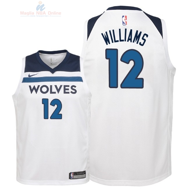 Acquista Maglia NBA Bambino Minnesota Timberwolves #12 C.J. Williams Bianco Association 2018