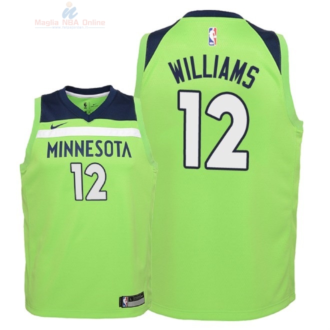 Acquista Maglia NBA Bambino Minnesota Timberwolves #12 C.J. Williams Verde Statement 2018