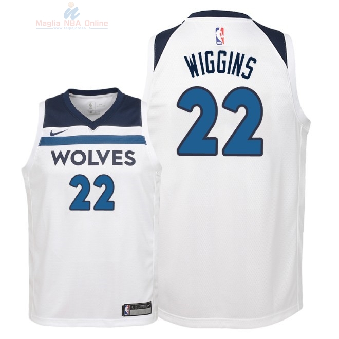 Acquista Maglia NBA Bambino Minnesota Timberwolves #22 Andrew Wiggins Bianco Association 2018