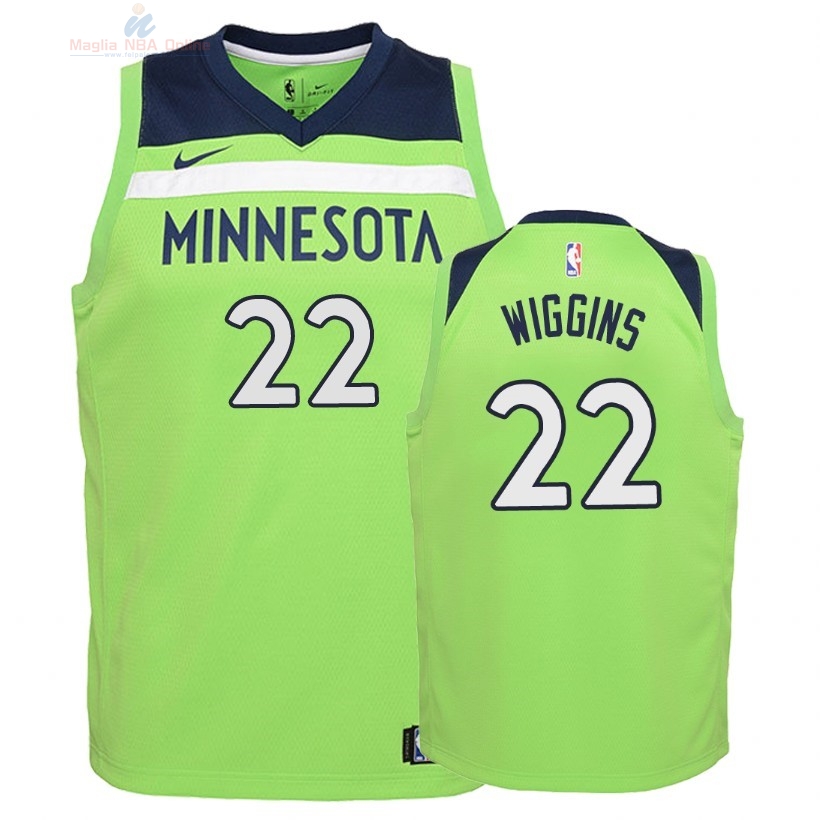 Acquista Maglia NBA Bambino Minnesota Timberwolves #22 Andrew Wiggins Verde Statement 2018