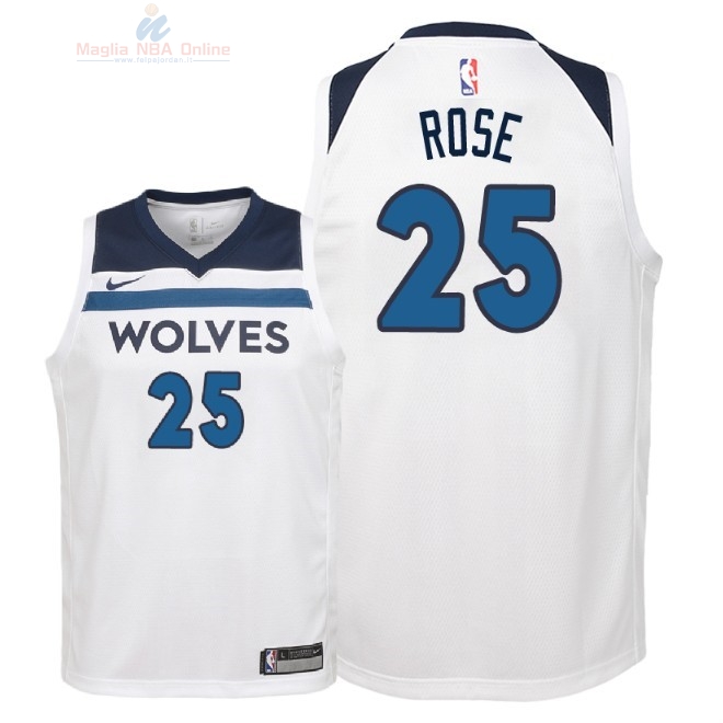 Acquista Maglia NBA Bambino Minnesota Timberwolves #25 Derrick Rose Bianco Association 2018