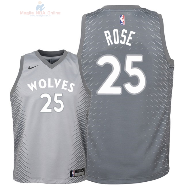 Acquista Maglia NBA Bambino Minnesota Timberwolves #25 Derrick Rose Nike Grigio Città 2018