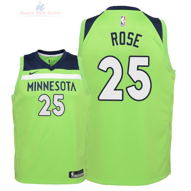 Acquista Maglia NBA Bambino Minnesota Timberwolves #25 Derrick Rose Verde Statement 2018