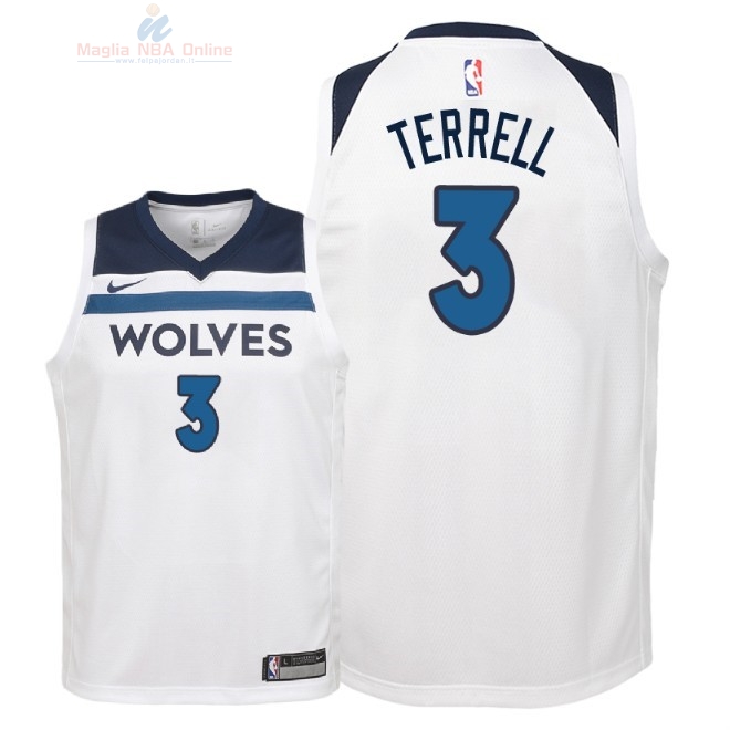 Acquista Maglia NBA Bambino Minnesota Timberwolves #3 Jared Terrell Bianco Association 2018