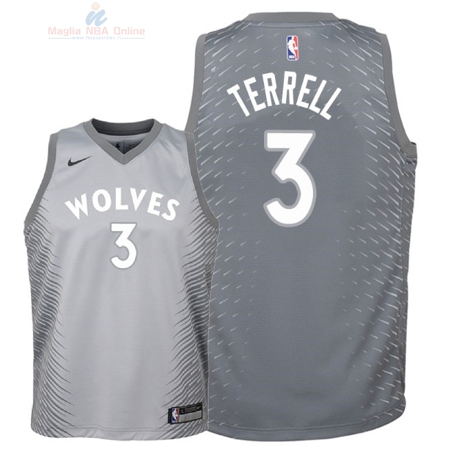 Acquista Maglia NBA Bambino Minnesota Timberwolves #3 Jared Terrell Nike Grigio Città 2018