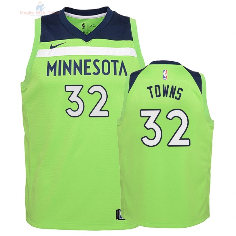 Acquista Maglia NBA Bambino Minnesota Timberwolves #32 Karl Anthony Towns Verde Statement 2018