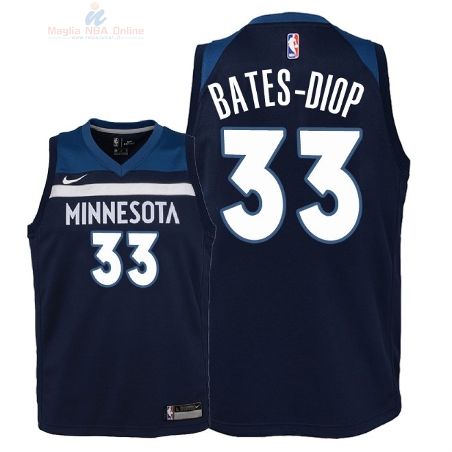 Acquista Maglia NBA Bambino Minnesota Timberwolves #33 Keita Bates Diop Marino Icon 2018