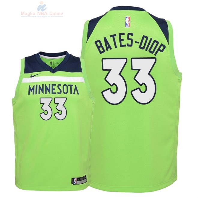 Acquista Maglia NBA Bambino Minnesota Timberwolves #33 Keita Bates Diop Verde Statement 2018
