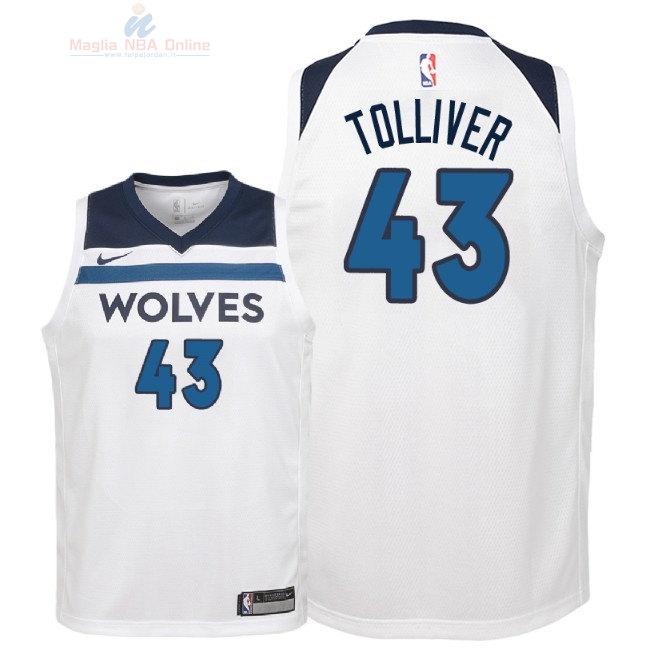 Acquista Maglia NBA Bambino Minnesota Timberwolves #43 Anthony Tolliver Bianco Association 2018