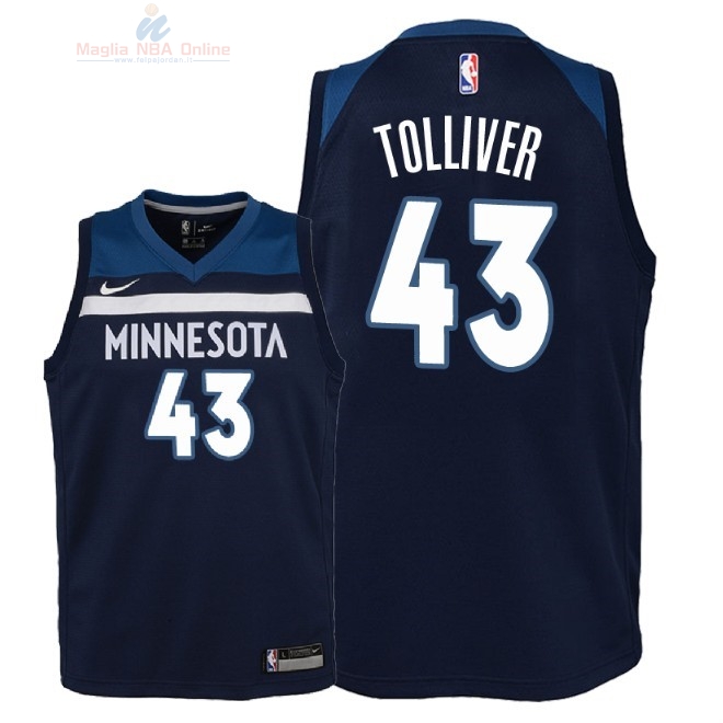 Acquista Maglia NBA Bambino Minnesota Timberwolves #43 Anthony Tolliver Marino Icon 2018