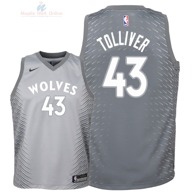 Acquista Maglia NBA Bambino Minnesota Timberwolves #43 Anthony Tolliver Nike Grigio Città 2018