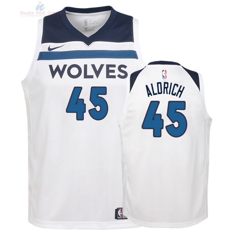 Acquista Maglia NBA Bambino Minnesota Timberwolves #45 Cole Aldrich Bianco Association 2018