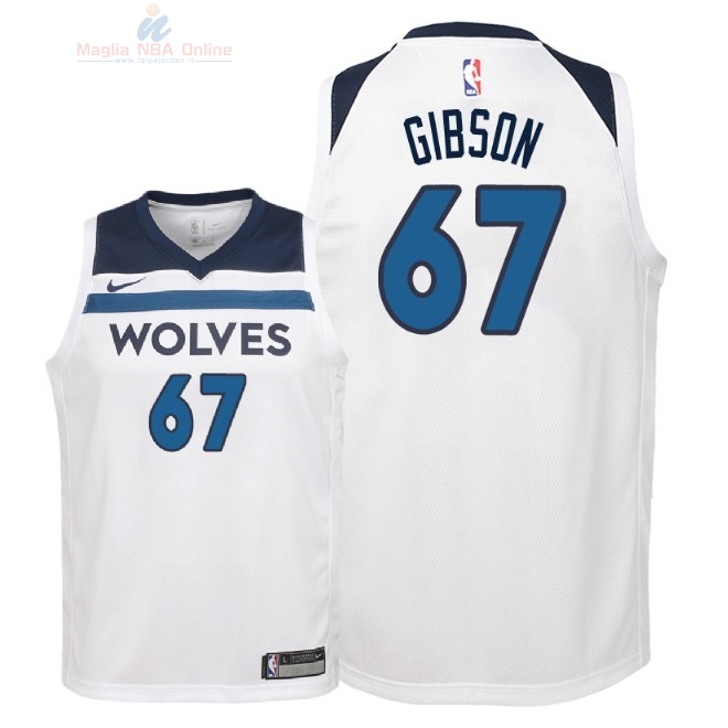 Acquista Maglia NBA Bambino Minnesota Timberwolves #67 Taj Gibson Bianco Association 2018