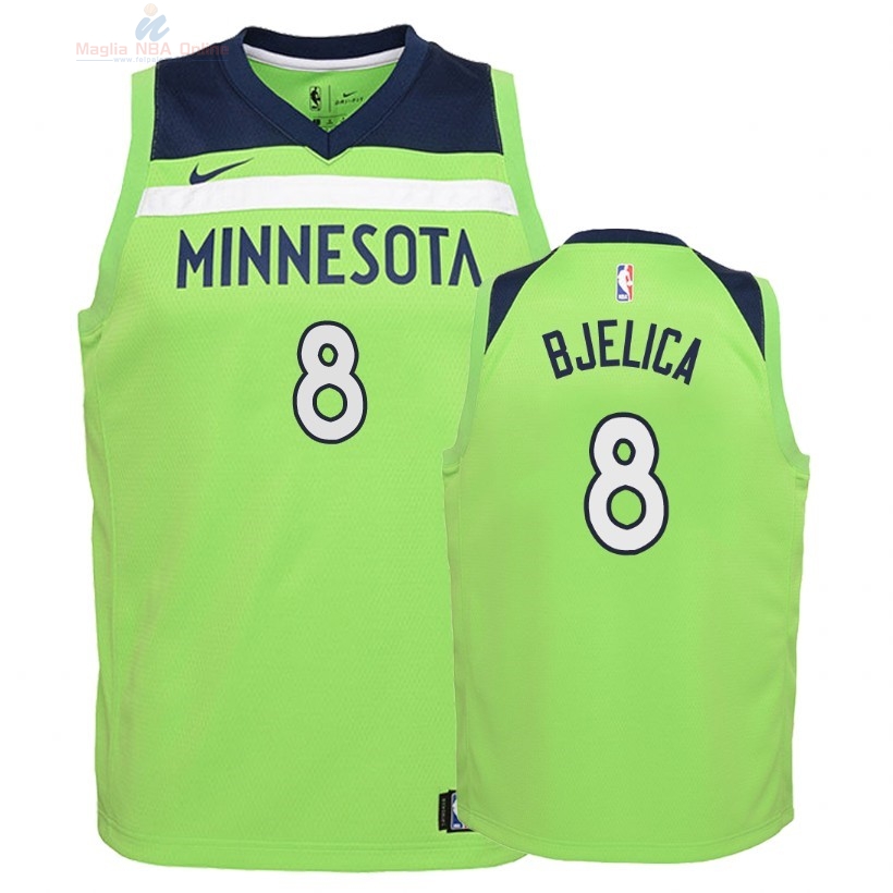 Acquista Maglia NBA Bambino Minnesota Timberwolves #8 Nemanja Bjelica Verde Statement 2018