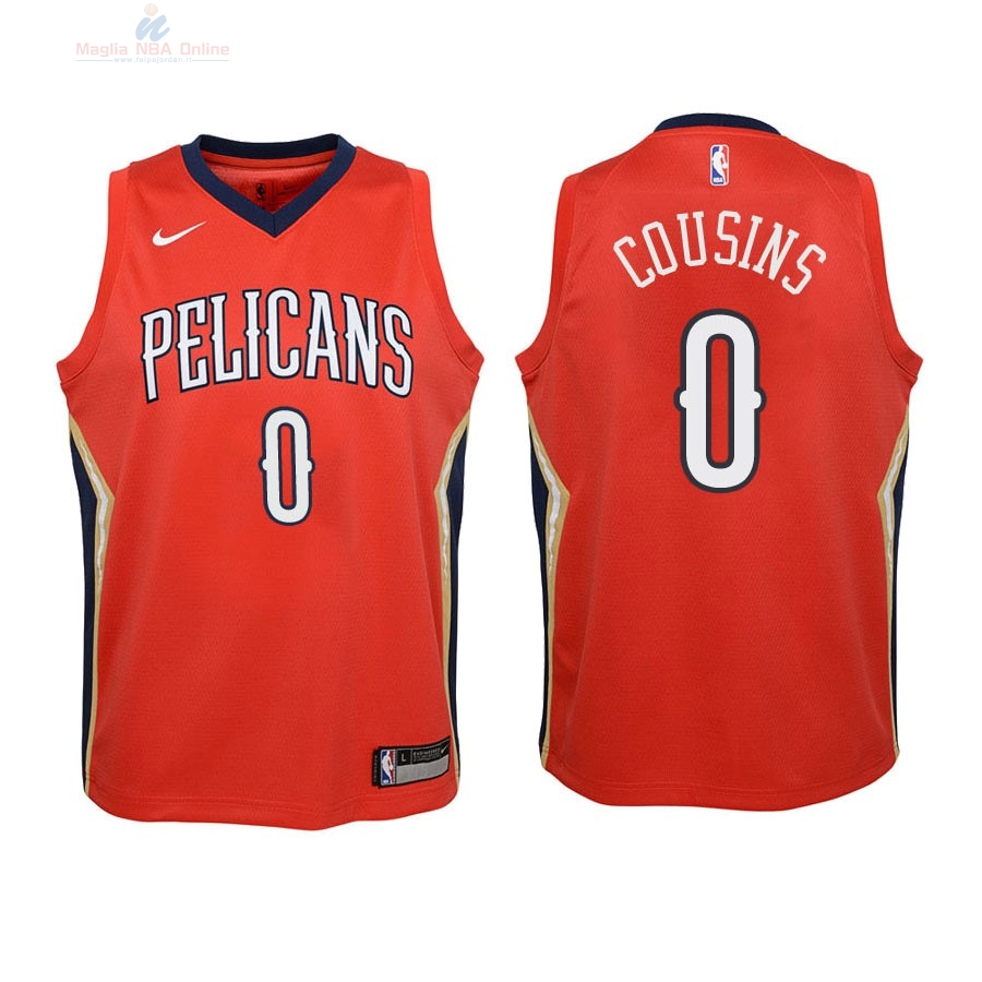 Acquista Maglia NBA Bambino New Orleans Pelicans #0 DeMarcus Cousins Rosso Statement 2018