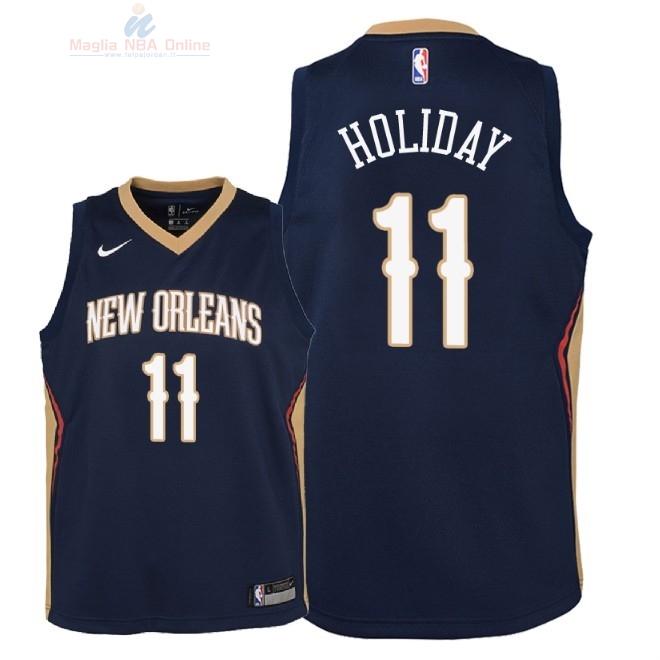 Acquista Maglia NBA Bambino New Orleans Pelicans #11 Jrue Holiday Marino Icon 2018