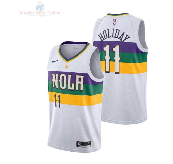 Acquista Maglia NBA Bambino New Orleans Pelicans #11 Jrue Holiday Nike Bianco Città 2018-19