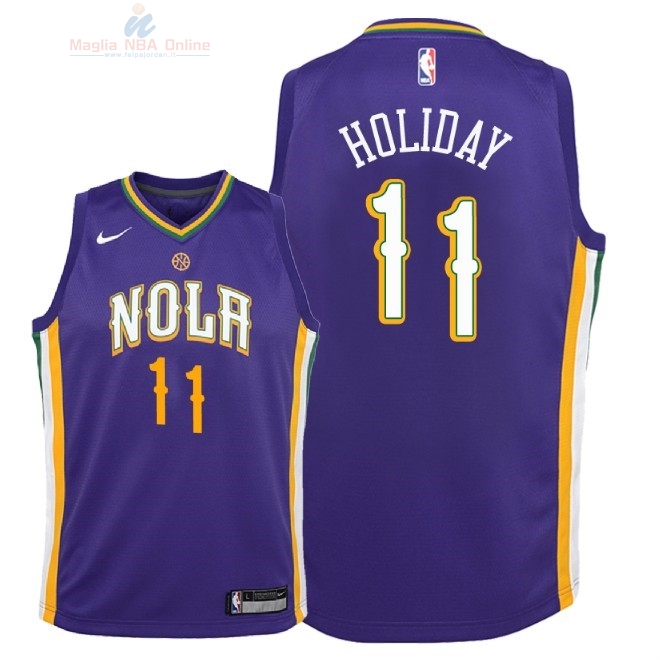 Acquista Maglia NBA Bambino New Orleans Pelicans #11 Jrue Holiday Nike Porpora Città 2018