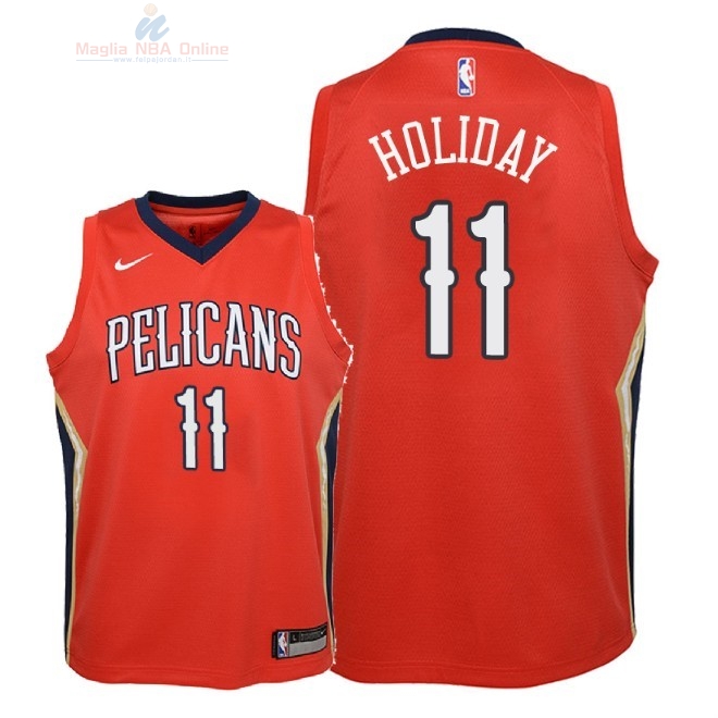 Acquista Maglia NBA Bambino New Orleans Pelicans #11 Jrue Holiday Rosso Statement 2018