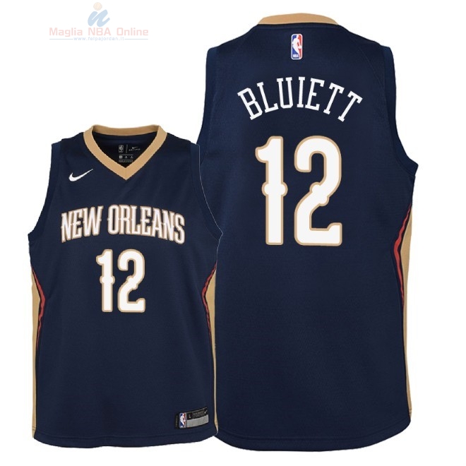 Acquista Maglia NBA Bambino New Orleans Pelicans #12 Trevon Bluiett Marino Icon 2018