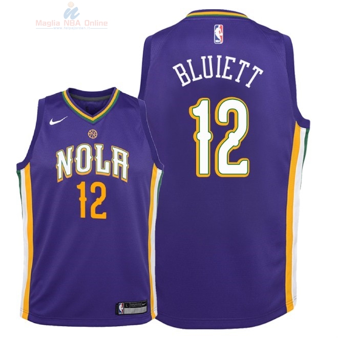 Acquista Maglia NBA Bambino New Orleans Pelicans #12 Trevon Bluiett Nike Porpora Città 2018