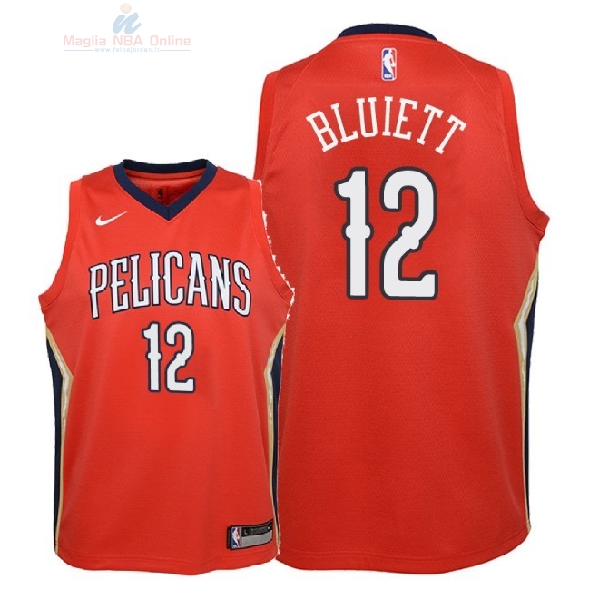 Acquista Maglia NBA Bambino New Orleans Pelicans #12 Trevon Bluiett Rosso Statement 2018