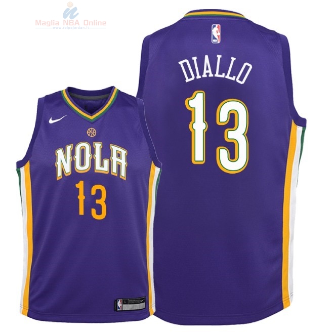 Acquista Maglia NBA Bambino New Orleans Pelicans #13 Cheick Diallo Nike Porpora Città 2018