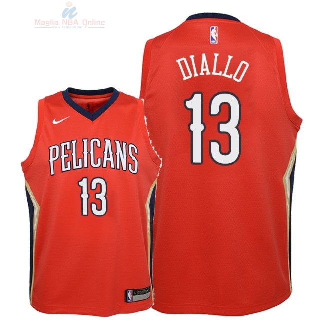 Acquista Maglia NBA Bambino New Orleans Pelicans #13 Cheick Diallo Rosso Statement 2018