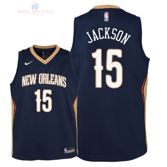 Acquista Maglia NBA Bambino New Orleans Pelicans #15 Frank Jackson Marino Icon 2018
