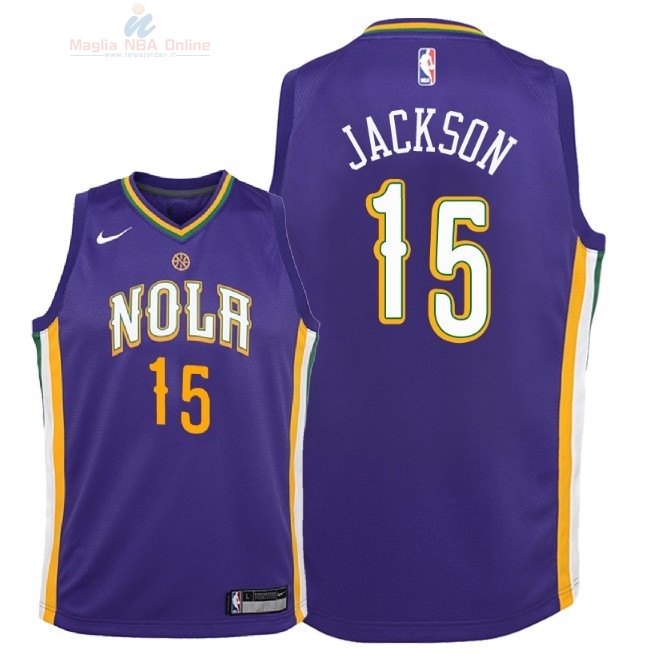 Acquista Maglia NBA Bambino New Orleans Pelicans #15 Frank Jackson Nike Porpora Città 2018