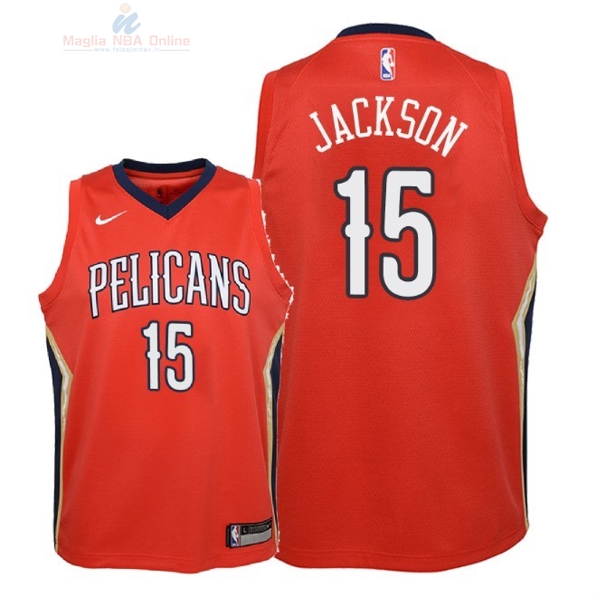 Acquista Maglia NBA Bambino New Orleans Pelicans #15 Frank Jackson Rosso Statement 2018