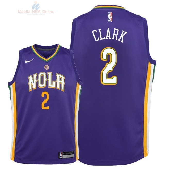 Acquista Maglia NBA Bambino New Orleans Pelicans #2 Ian Clark Nike Porpora Città 2018