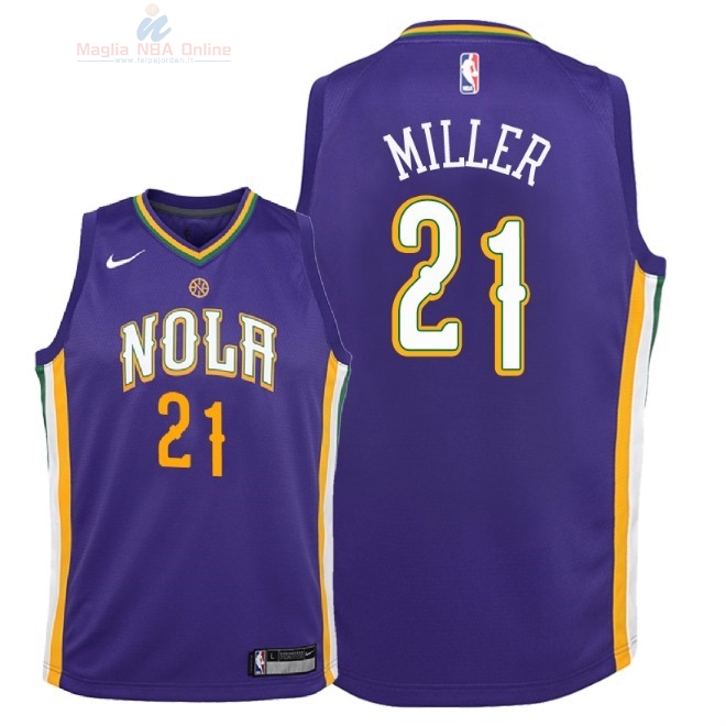 Acquista Maglia NBA Bambino New Orleans Pelicans #21 Darius Miller Nike Porpora Città 2018