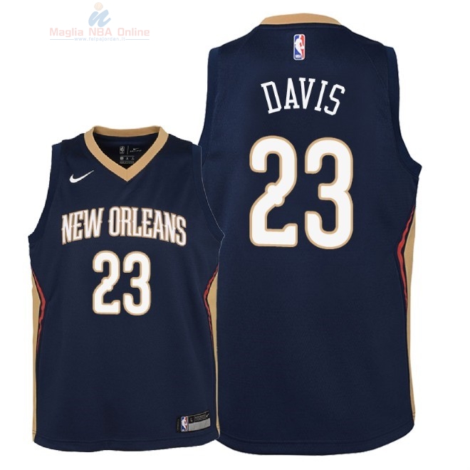 Acquista Maglia NBA Bambino New Orleans Pelicans #23 Anthony Davis Marino Icon 2018