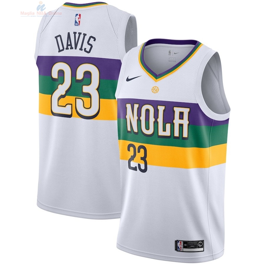 Acquista Maglia NBA Bambino New Orleans Pelicans #23 Anthony Davis Nike Bianco Città 2018-19