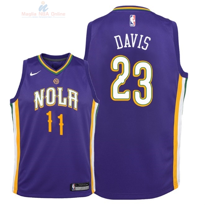 Acquista Maglia NBA Bambino New Orleans Pelicans #23 Anthony Davis Nike Porpora Città 2018