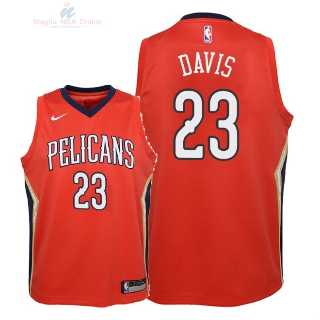 Acquista Maglia NBA Bambino New Orleans Pelicans #23 Anthony Davis Rosso Statement 2018