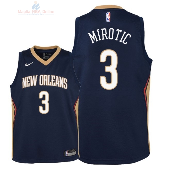 Acquista Maglia NBA Bambino New Orleans Pelicans #3 Nikola Mirotic Marino Icon 2018