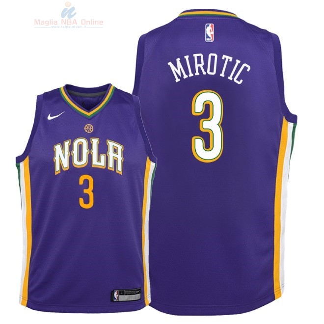 Acquista Maglia NBA Bambino New Orleans Pelicans #3 Nikola Mirotic Nike Porpora Città 2018