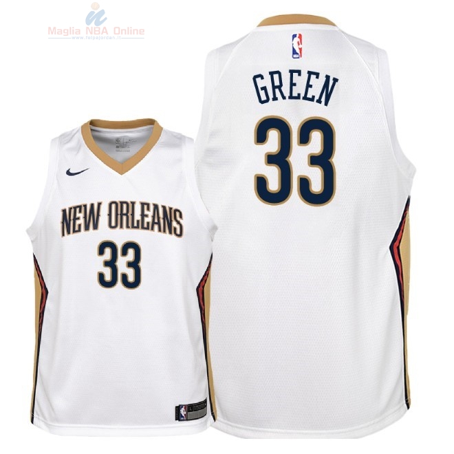 Acquista Maglia NBA Bambino New Orleans Pelicans #33 Garlon Green Bianco Association 2018