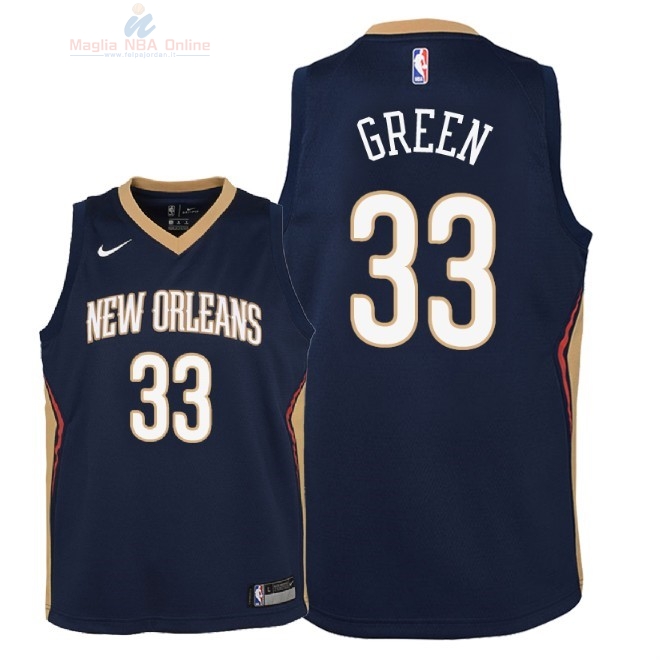 Acquista Maglia NBA Bambino New Orleans Pelicans #33 Garlon Green Marino Icon 2018