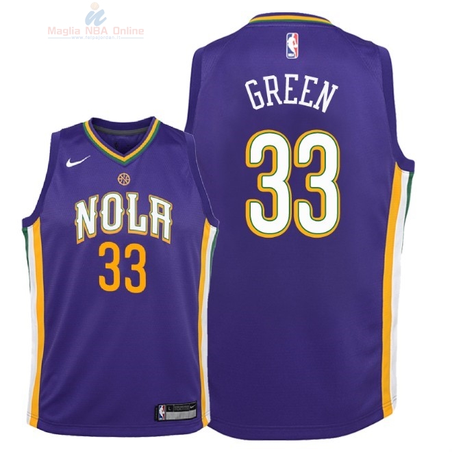 Acquista Maglia NBA Bambino New Orleans Pelicans #33 Garlon Green Nike Porpora Città 2018