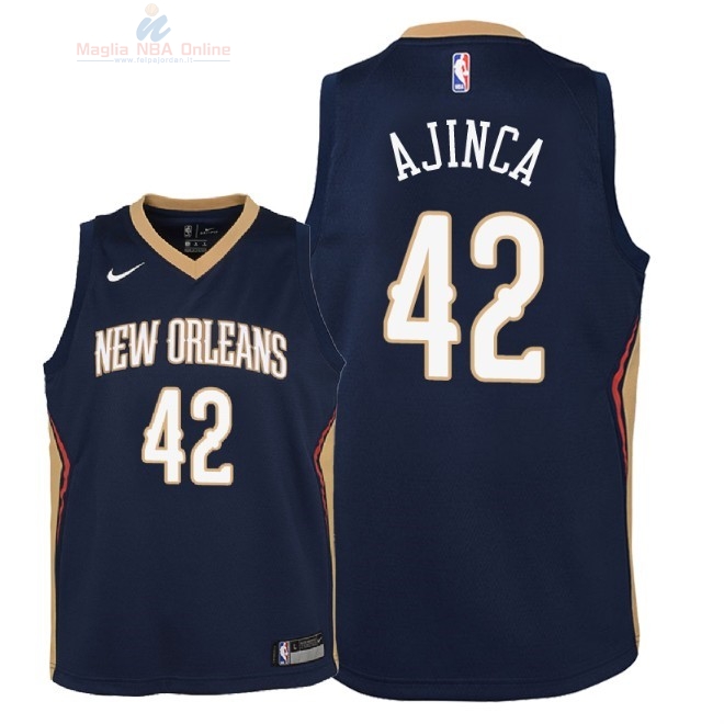 Acquista Maglia NBA Bambino New Orleans Pelicans #42 Alexis Ajinca Marino Icon 2018