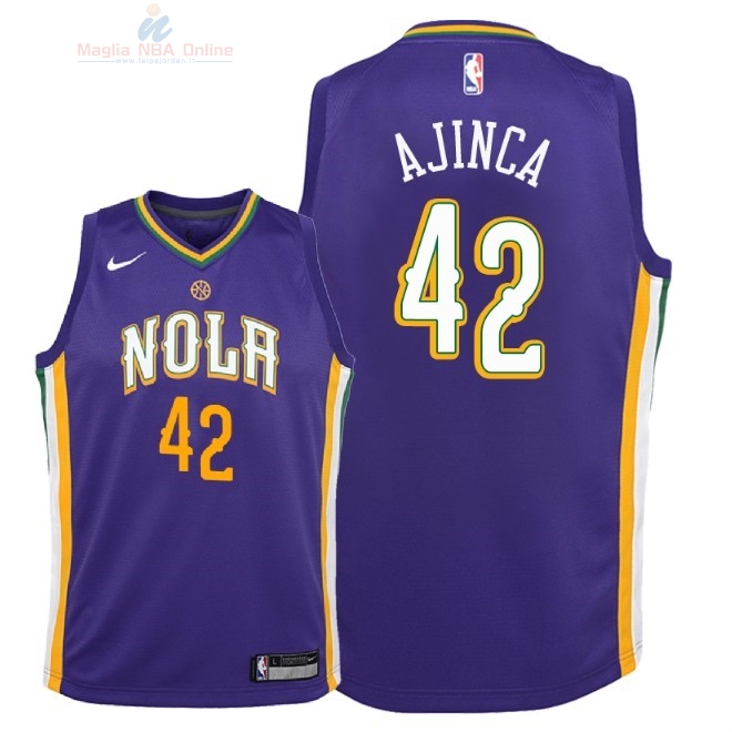 Acquista Maglia NBA Bambino New Orleans Pelicans #42 Alexis Ajinca Nike Porpora Città 2018