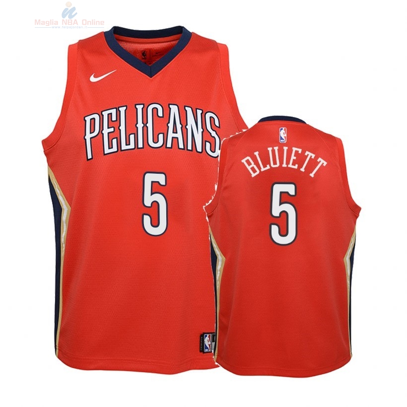 Acquista Maglia NBA Bambino New Orleans Pelicans #5 Trevon Bluiett Rosso Statement 2018