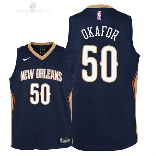 Acquista Maglia NBA Bambino New Orleans Pelicans #50 Emeka Okafor Marino Icon 2018