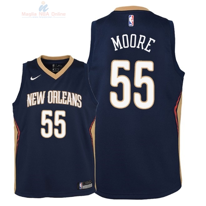 Acquista Maglia NBA Bambino New Orleans Pelicans #55 E'Twaun Moore Marino Icon 2018