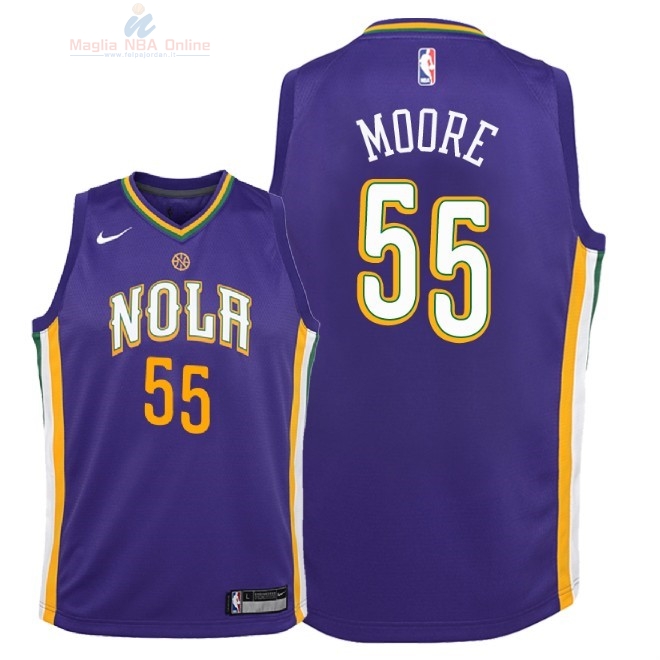 Acquista Maglia NBA Bambino New Orleans Pelicans #55 E'Twaun Moore Nike Porpora Città 2018