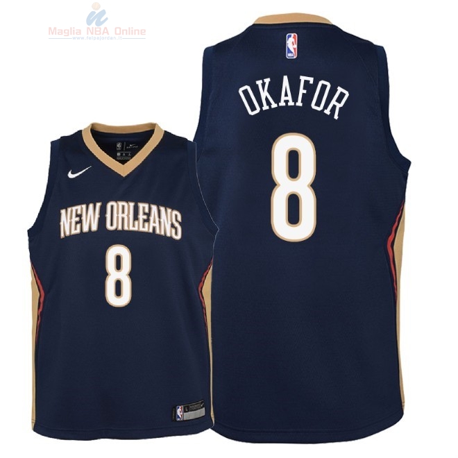 Acquista Maglia NBA Bambino New Orleans Pelicans #8 Jahlil Okafor Marino Icon 2018